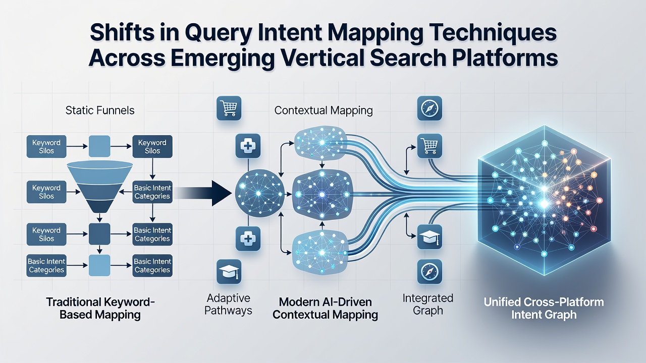 Chart showing performance metrics of intent mapping models on vertical platforms compared to general search indexes